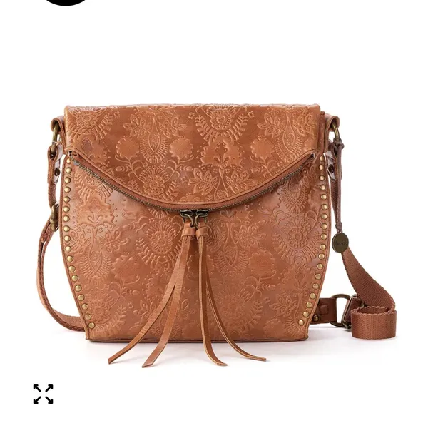 The Sak Silverlake Leather Crossbody Bag Tobacco Floral Embossed‎ Purse Western - Image 8