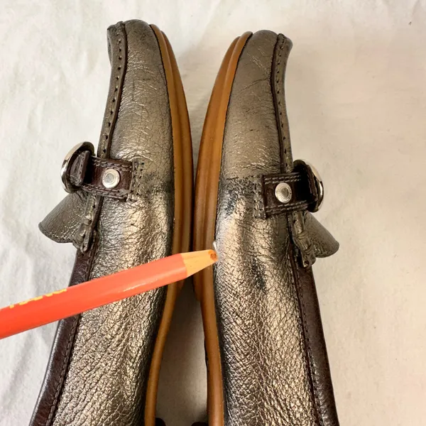 Coach Women’s Shoes Leather Loafers Size 7 M Gunmetal Gray Metallic - Image 6