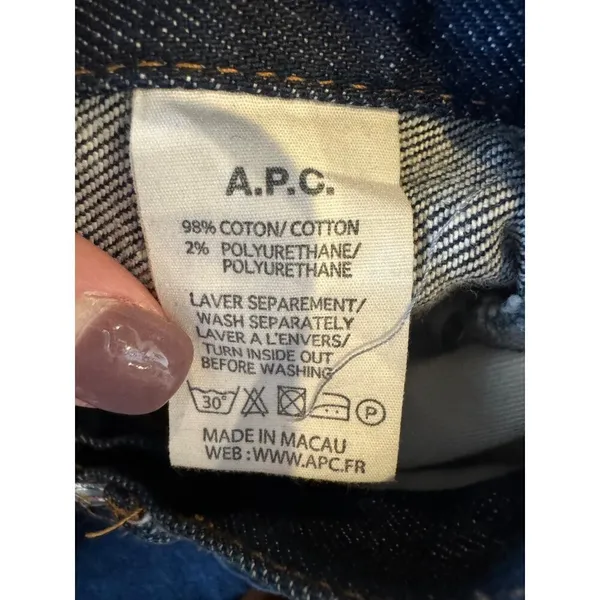 APC Jeans Women 24 Blue Dark Wash Denim Button Fly Faded‎ Straight Cropped Leg - Image 8