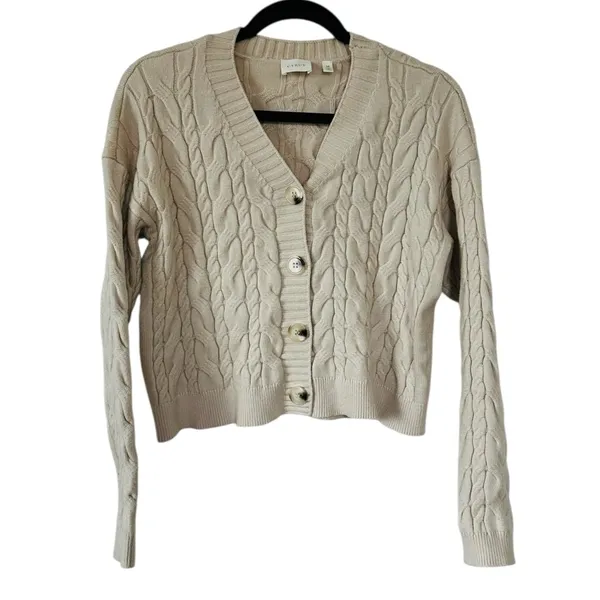 Cyrus Cream Cable Knit Cardigan Sweater Preppy Cozy Casual Timeless Minimalist - Image 4