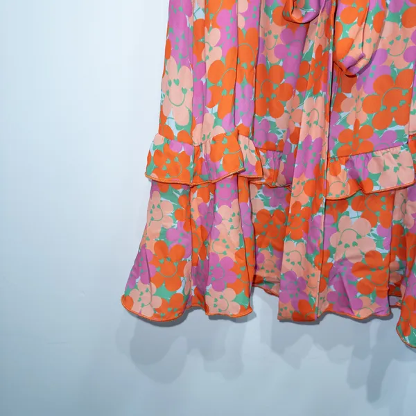 New Twisted Wunder London Orange Happy Floral Ruffle Mini Dress Size 10 - Image 3