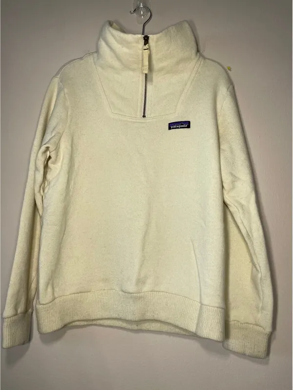 PATAGONIA Woolie Fleece Quarter-Zip Pullover Off-White S - Image 3