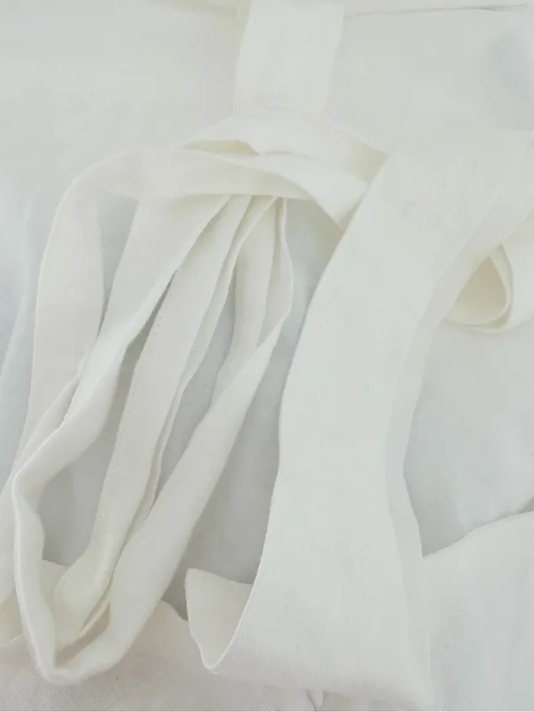 Beige Botany White Linen Blend Halter Mini Dress Size S Open Back - Image 8