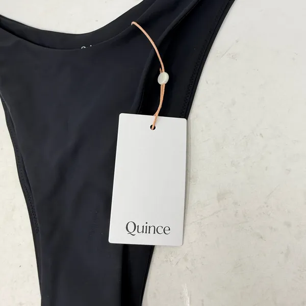 Quince‎ Italian High Leg Bikini Bottom Black NEW Womens Medium - Image 4