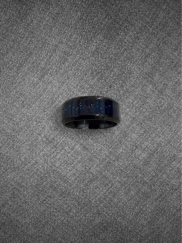 Blue Galaxy Glitter Inlay Band Ring Size 8 - Unisex - Image 3