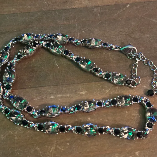 Smokey quartz and black rhinestone necklace Silver - Image 3