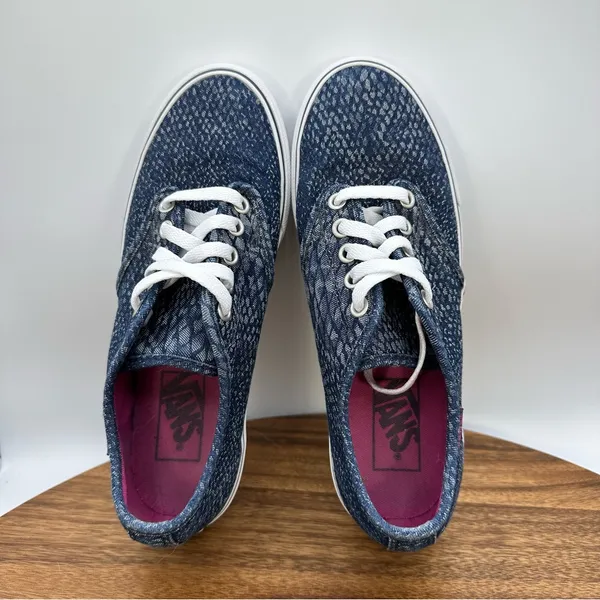 Vans Low Top‎ Lace Up Shoes Sneakers Denim Snake Print Skater Casual Women's 6.5 - Image 7