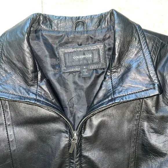 Colebrook 100% Leather Soft Black‎ Jacket Size M Full Zip Fully Lined Mid Length Black Size M - Image 2