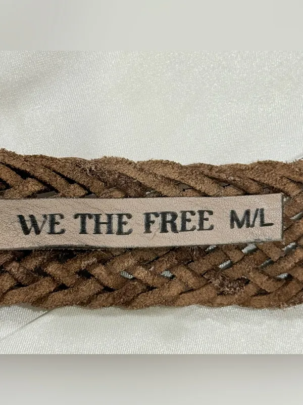 Free People We The Free Brix Belt Medium Large Oyster Braided Leather Western - Image 10