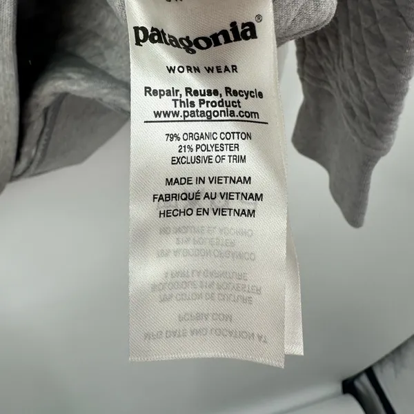 Patagonia‎ Quilted Snap T Pullover Drifter Gray/Ruby Organic Cotton Size Small - Image 5