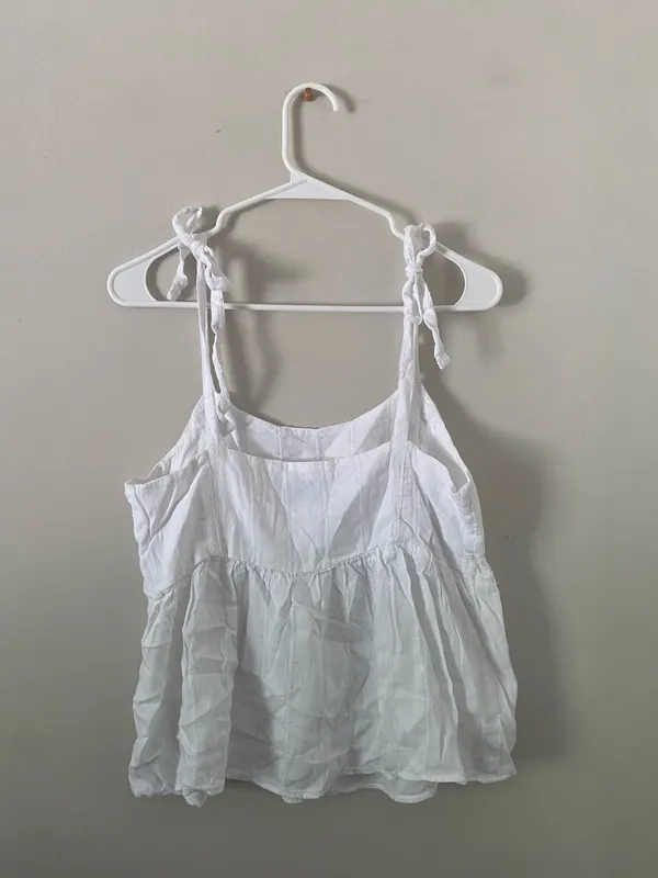 Old Navy White Tie-Shoulder Cotton Camisole - Image 2