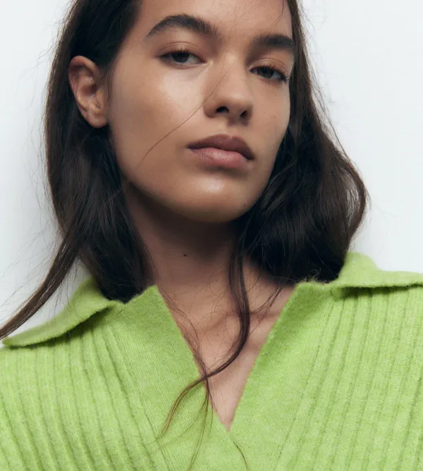 ZARA Ribbed Collar Relaxed Sweater Cardigan - Image 5