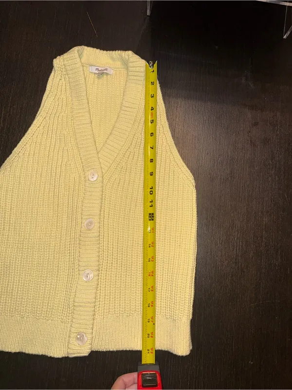 Madewell Butter Yellow Knit Sweater Vest Sleeveless Chunky Knit Preppy Boho - Image 5