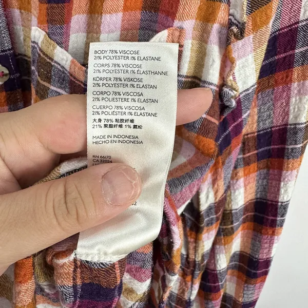 Pilcro Plaid Button Up Shirt Women Medium Ruffle Cottage Academia Preppy Western - Image 6