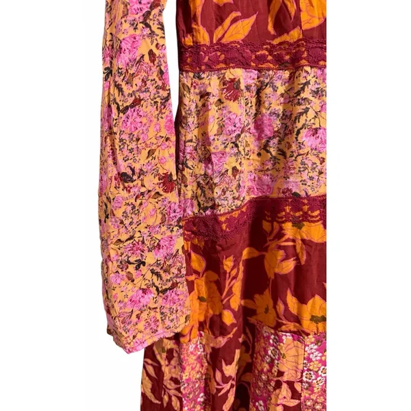 Free People‎ Tilda Wrap Dress Firebrick Floral Women's Size Medium - Image 11