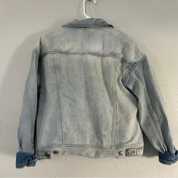 Free People Light Wash Denim Jacket Jean Casual Spring Summer Boho Bohemian XS - Image 5