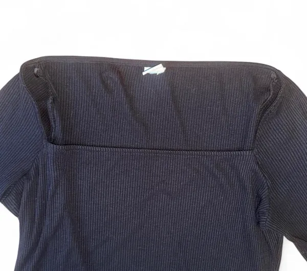H&M Black Ribbed Square Neck Long Sleeve Top - Image 2