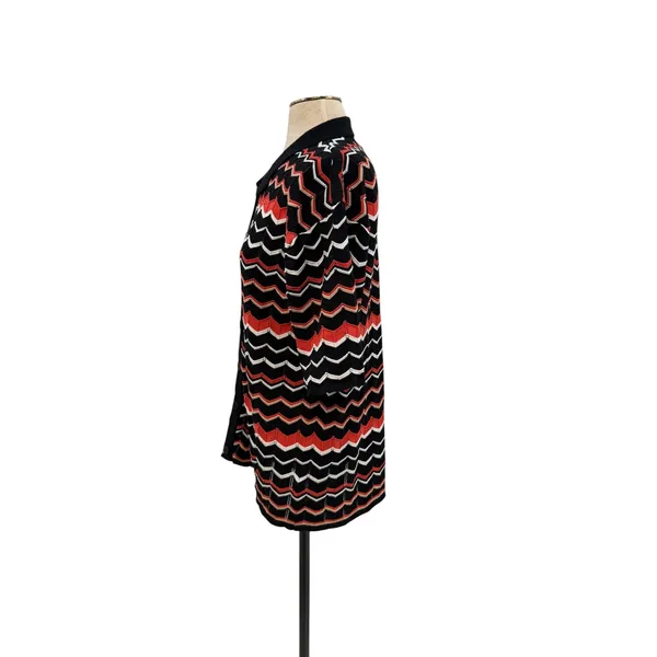 Seven Wonders‎ Andrea Knit Top Jaffa Combo Chevron Button Front Collared Size M - Image 6
