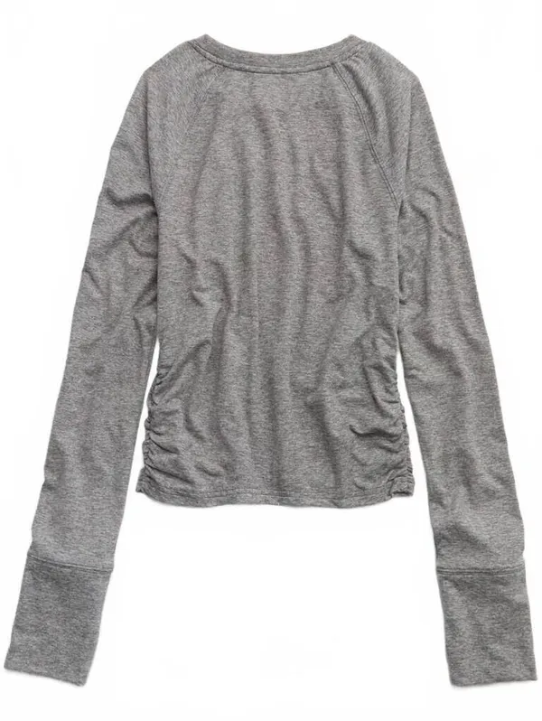 AE OFFLINE By Aerie Weekend Away Long Sleeve T-Shirt American Eagle Shell Gray S - Image 5