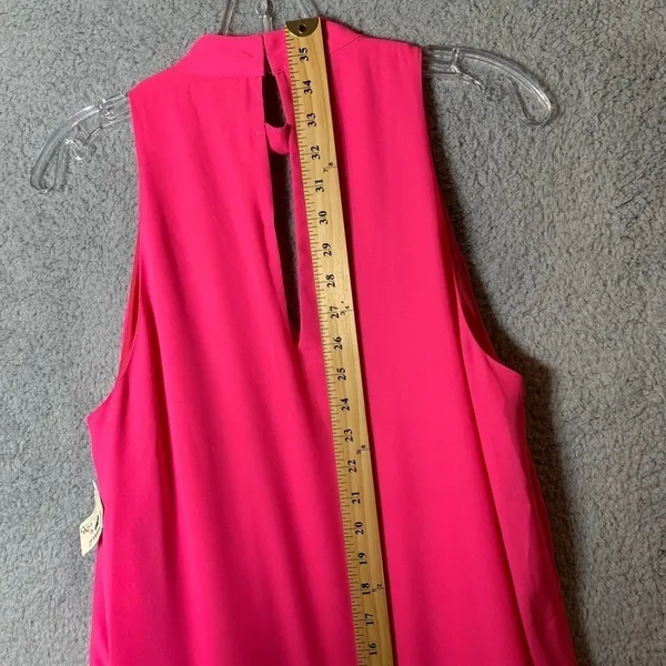 Impeccable Pig Shift Dress Large NWT Hot Pink Barbiecore Lined V-Neck Flowy‎ - Image 8