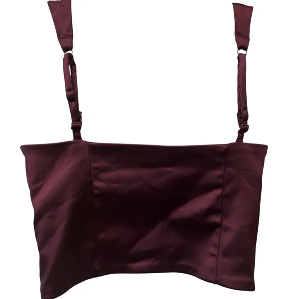 Abercrombie & Fitch Burgundy Stretch Corset Crop Top Sz M Gothic Goth Witch Dark - Image 3