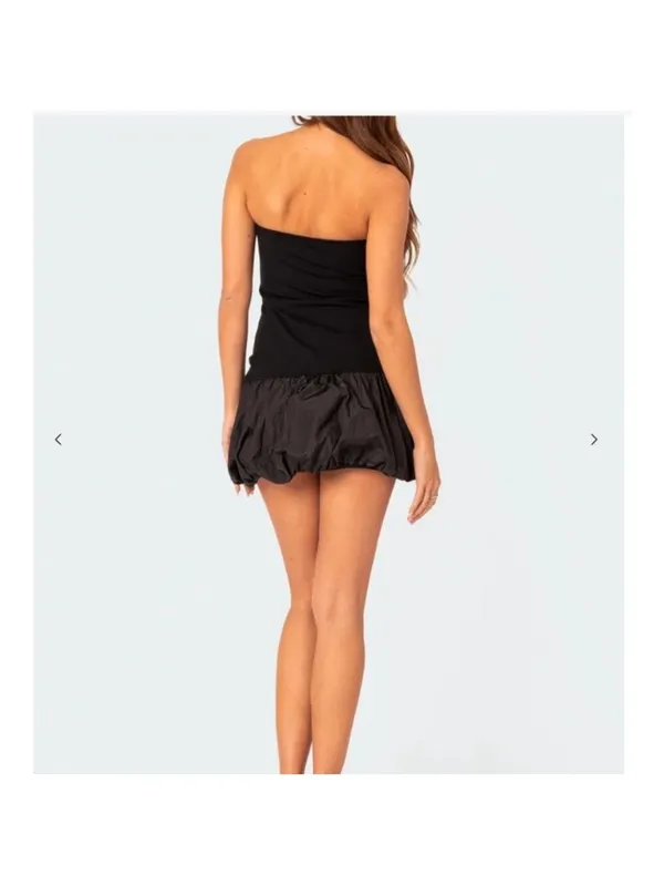 Edikted Black Bubble Skirt Ribbed Mini dress‎ size M - Image 3