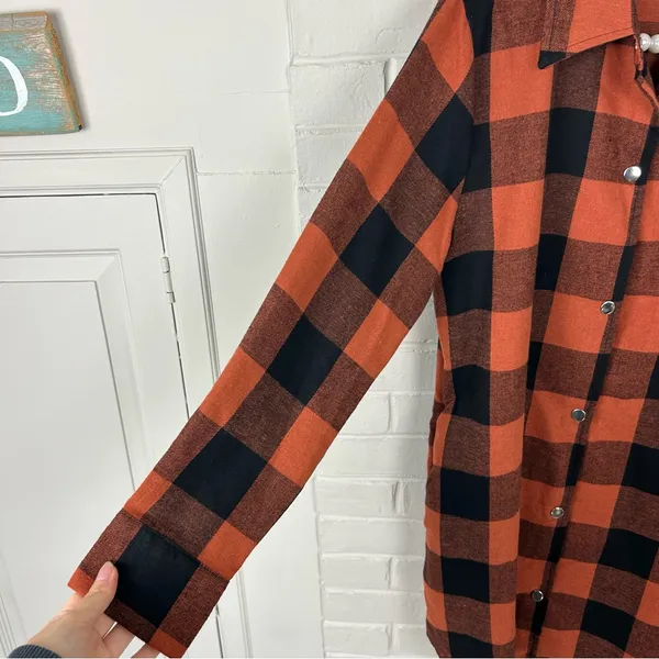 Amazon Checkered Plaid Snap Button Down Flannel Shirt Dress Size S - Image 7