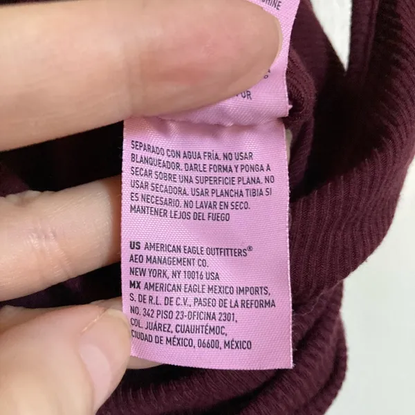 Soft & Sexy American Eagle Maroon Ribbed Bodysuit w/ Lace Up Back #MBG - Image 5