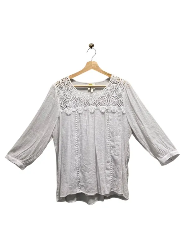 Anthropologie Fig And Flower Gauzy Top White Size XL Boho Cottagecore Coastal - Image 2