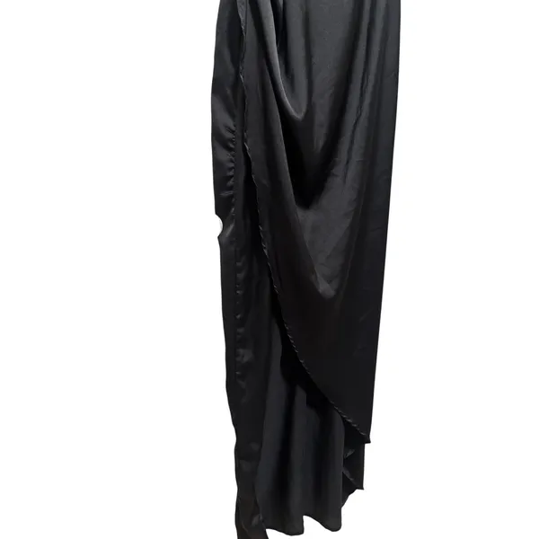 PrettyLittleThing Women's Black Satin Wrap Maxi Dress Size US 4 - Image 6