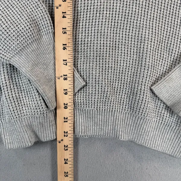 Lunya Good In Bed Organic Cotton Silk Waffle Knit Henley Sweater Grey XS/S - Image 4