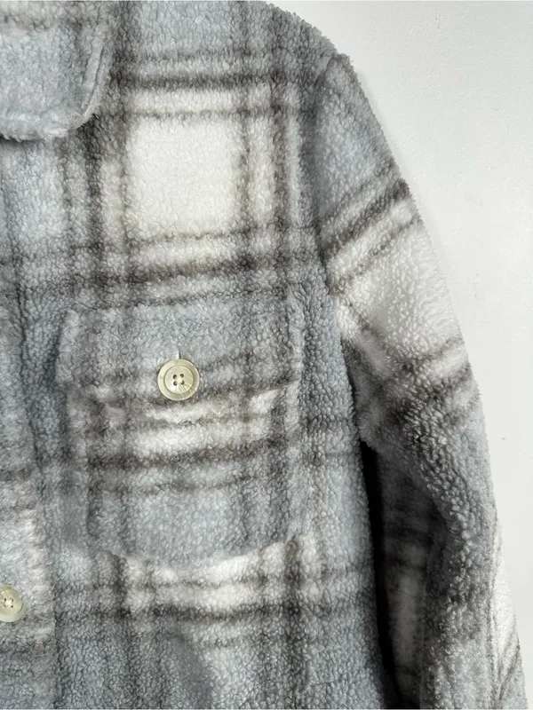 Abercrombie‎ & Fitch Gray and White Plaid Shacket - Image 6