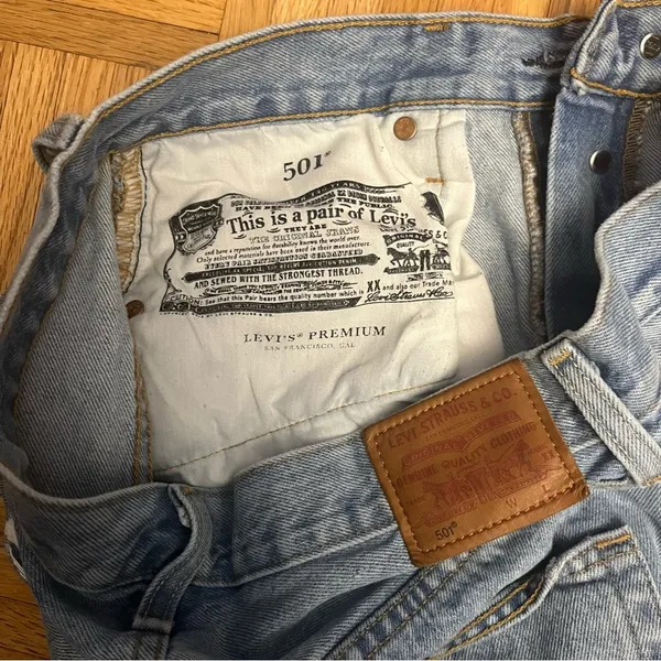 Levi's Blue Distressed Jean Shorts 29 - Image 6