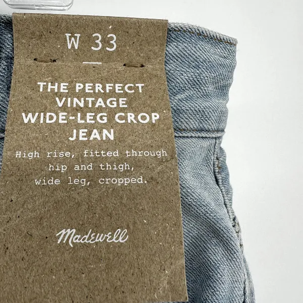 Madewell The Perfect Vintage Wide-Leg Crop Jeans Denim High Waisted Blue 33 NWT - Image 3