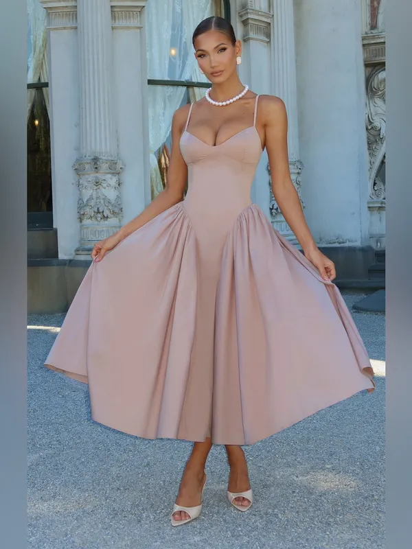 Babyboo NWT Women Medium Blush Soft Dusty Pink Balletcore Midi Princess Dress - Image 2