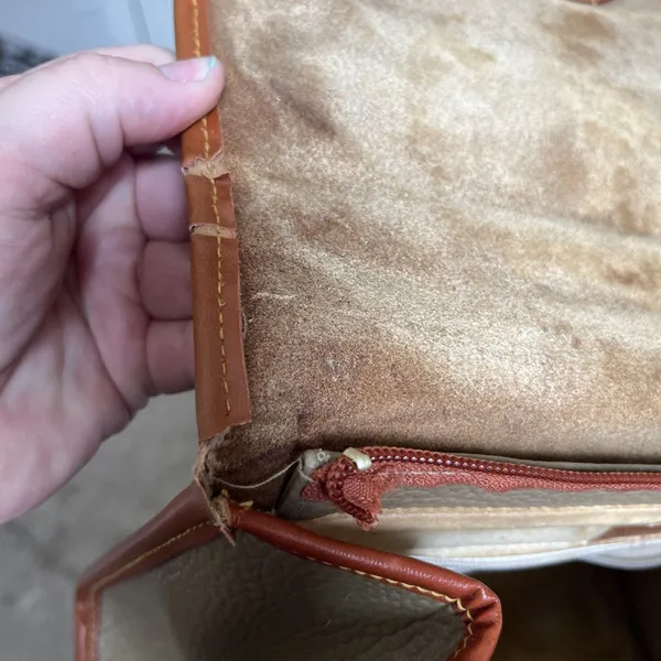 Dooney & Bourke Vintage Small AWL Satchel Taupe Brown - Image 14