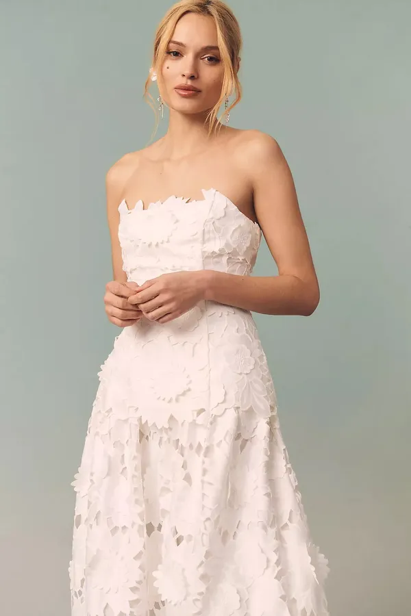BHLDN White Cutwork Twofer Midi Dress - Image 3