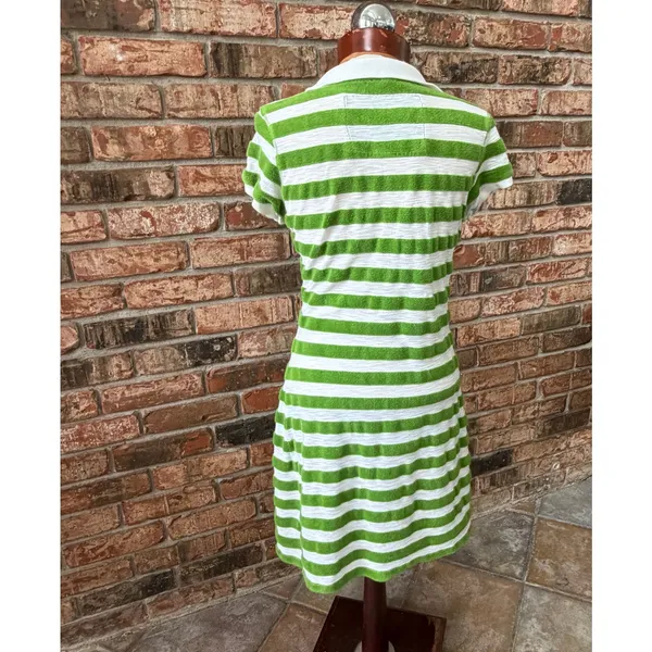 Twisted Heart Y2K Terry Stripe Dress Small Medium Preppy Polo Snap Front - Image 3