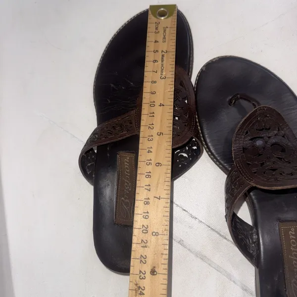 Vintage Y2K Brighton Cedar Leather Heart Flip Flop Sandals Shoes Brazil Sz 6.5 - Image 6