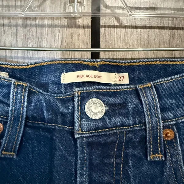 Levi's Ribcage Bootcut Women 27 High Rise Dark Wash Denim Jeans High Waisted - Image 2