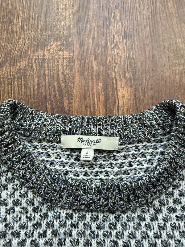 Madewell Women’s Checkpoint Color Block Crewneck Mixed Knit Sweater - Size S - Image 5
