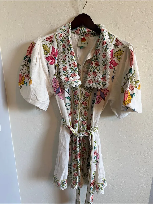 FARM Rio Belted Floral Insects Romper- size Medium - Image 7
