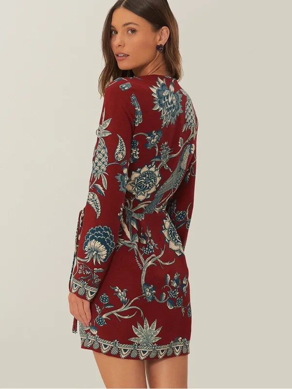 Farm Rio Red Tropical Landing Wrap Mini Dress - Image 2