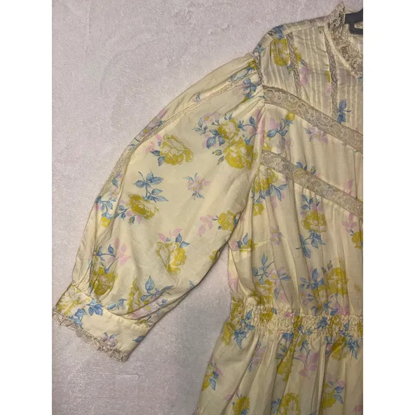 LoveShackFancy Target Yellow Floral Lace peasant Mini Dress Plus 1X Cottagecore‎ - Image 8