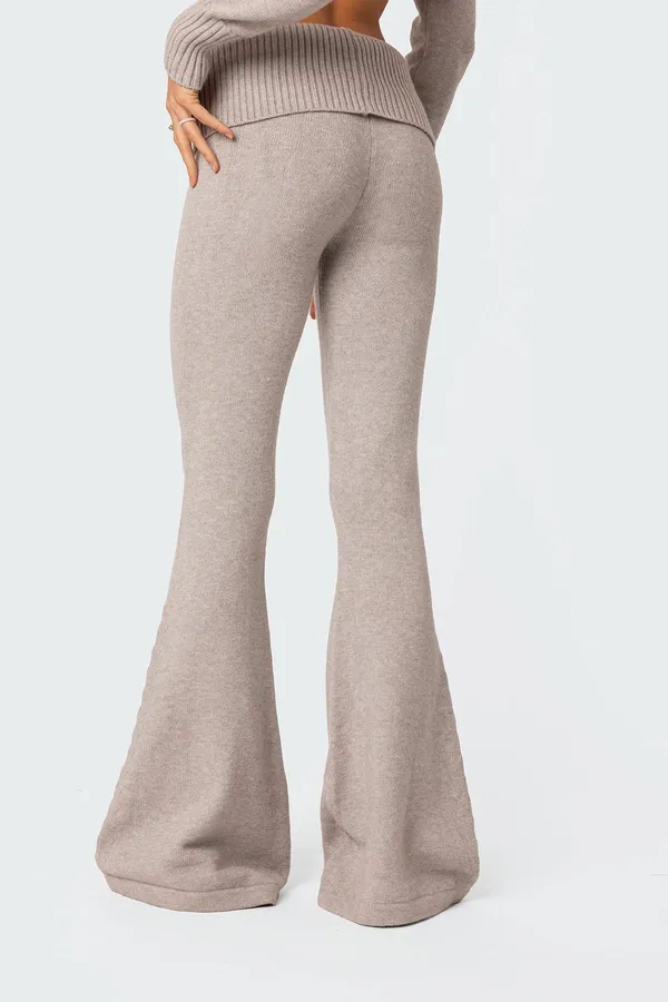 NWT! Edikted Gray Knit Flare Pants - Image 2