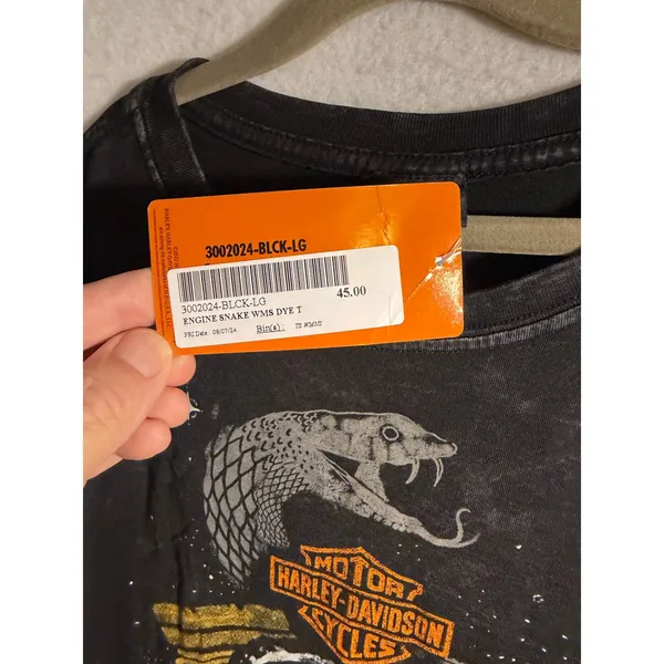 Harley-Davidson Engine Snake Skull Graphic Tee Black Mineral Wash Large NWT - Image 4
