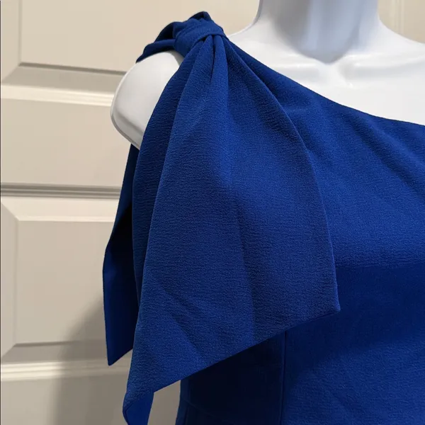 Dress the‎ Population Cobalt Blue One Shoulder Bow Sheath Dress XXS NWT Wedding - Image 5