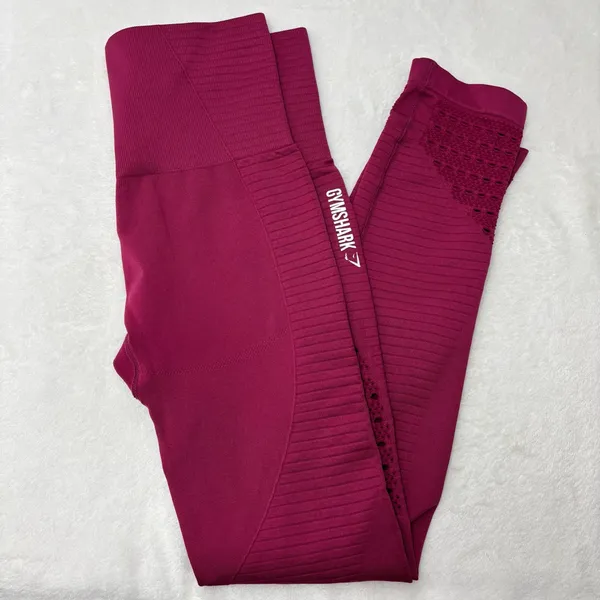 Gymshark Burgundy Performance‎ Leggings Size M - Image 8
