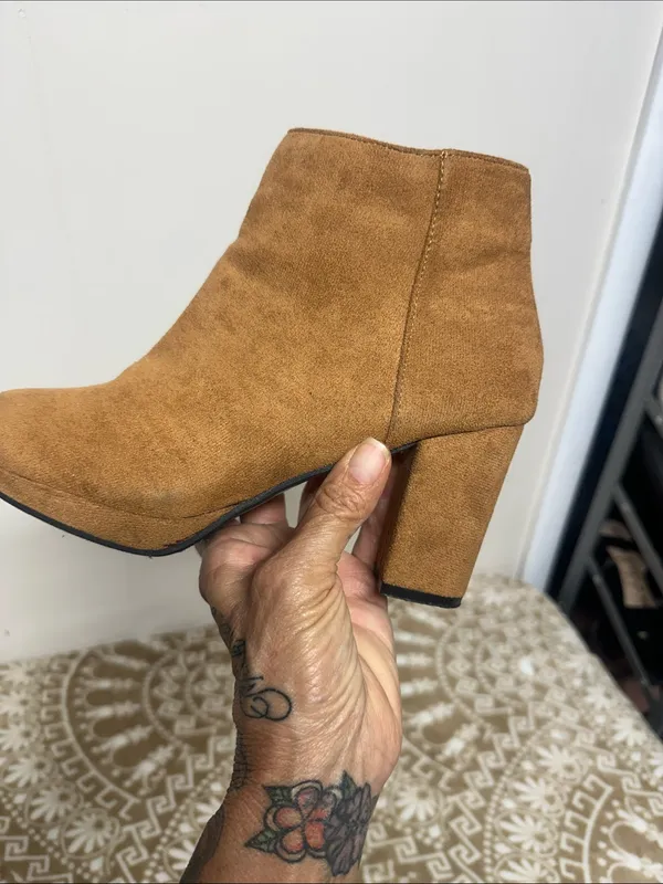 Suede Block Heel Ankle Booties - Image 5