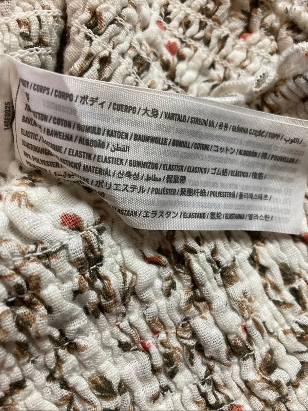 Abercrombie & Fitch Cream Smocked Floral Tie-Strap Camisole Small - Image 4
